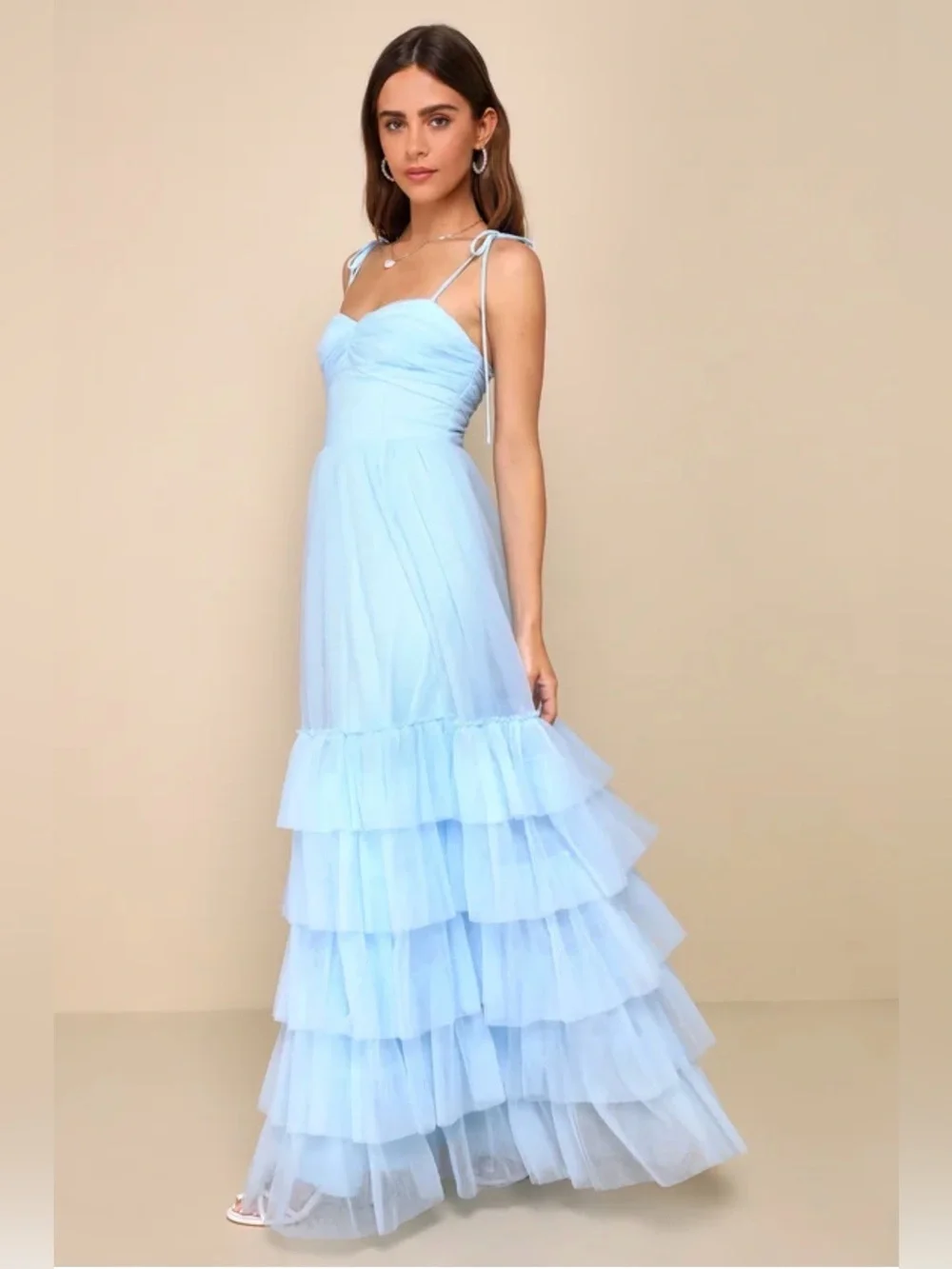 lulus light blue dress Floral and Flowy Maxi The Lulus Prigette Light Blue Jacquard Tiered Maxi Dress is essential for making an exceptional entrance Lulus | Light Blue Pearl